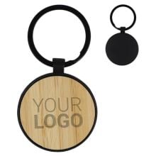 Schlüsselaqnhänger aus Bambus und Metall rund in schwarz Schlüsselaqnhänger aus Bambus und Metall rund in schwarz