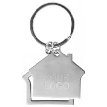 Schlüsselanhänger aus Zink-Aluminium in Hausform Amaro in silber, Standardoption Schlüsselanhänger aus Zink-Aluminium in Hausform Amaro in silber, Standardoption