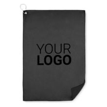 RPET-Golfhandtuch mit Haken in schwarz RPET-Golfhandtuch mit Haken in schwarz