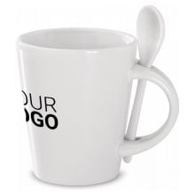 Tasse mit Löffel Sublimation in weiß Tasse mit Löffel Sublimation in weiß
