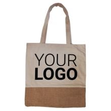 Einkaufstasche mit Jutebesatz in beige Einkaufstasche mit Jutebesatz in beige