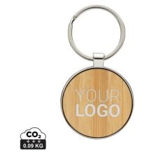 Schlüsselanhänger aus RCS rec. Zinklegierung mit Bambus in silber/ braun Schlüsselanhänger aus RCS rec. Zinklegierung mit Bambus in silber/ braun