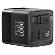 Urban Vitamin Mendocino 65W GaN-Charger mit einziehb. Kabel in schwarz Urban Vitamin Mendocino 65W GaN-Charger mit einziehb. Kabel in schwarz