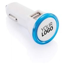 Leistungsstarkes Auto Ladegerät mit Dual Anschluss in blau/ weiß Leistungsstarkes Auto Ladegerät mit Dual Anschluss in blau/ weiß