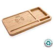 Bambus Desk Organizer mit 10W Wireless Charger in braun Bambus Desk Organizer mit 10W Wireless Charger in braun