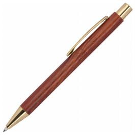 Holzkugelschreiber mit goldenen Applikationen CARLOS - braun Holzkugelschreiber mit goldenen Applikationen CARLOS - braun