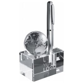 Stiftehalter aus Glas mit abnehmbarer Weltkugel - transparent Stiftehalter aus Glas mit abnehmbarer Weltkugel - transparent