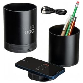 Stifteköcher mit Wireless Charging BORIS - schwarz Stifteköcher mit Wireless Charging BORIS - schwarz