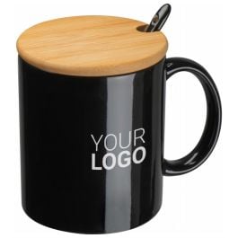 Keramiktasse mit Löffel und Bambusdeckel LOTHAR Keramiktasse mit Löffel und Bambusdeckel LOTHAR