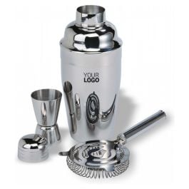 Cocktail-Set mit Shaker - silber glänzend Cocktail-Set mit Shaker - silber glänzend