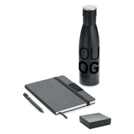 Set Notizbuch mit Flasche - schwarz Set Notizbuch mit Flasche - schwarz