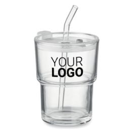 Glasbecher mit Trinkhalm 400ml - transparent Glasbecher mit Trinkhalm 400ml - transparent