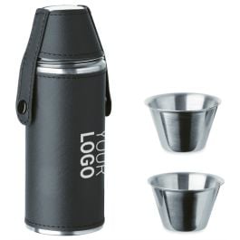 Flasche mit Schnapsbechern - schwarz Flasche mit Schnapsbechern - schwarz