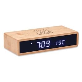 Tischuhr mit Ladestation - holz Tischuhr mit Ladestation - holz