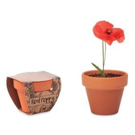 Terracotta-Topf Mohnblume - holz Terracotta-Topf Mohnblume - holz