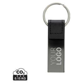 Schicker PU Schlüsselanhänger aus RCS recyc. Zinklegierung - schwarz Schicker PU Schlüsselanhänger aus RCS recyc. Zinklegierung - schwarz