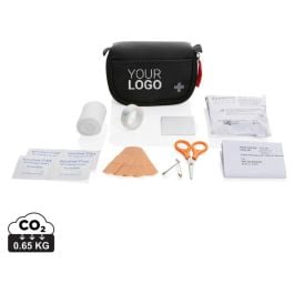 Kleines Erste-Hilfe-Set in RCS recycelter Nubuk-PU Tasche - schwarz Kleines Erste-Hilfe-Set in RCS recycelter Nubuk-PU Tasche - schwarz