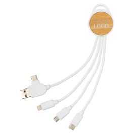 rundes Ontario 6-in-1 Kabel aus RCS recyceltem Kunststoff - weiß rundes Ontario 6-in-1 Kabel aus RCS recyceltem Kunststoff - weiß