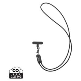 Terra 60Wduales Ladekabel aus RCS recyceltem PET mit Lanyard - grau/ schwarz Terra 60Wduales Ladekabel aus RCS recyceltem PET mit Lanyard - grau/ schwarz