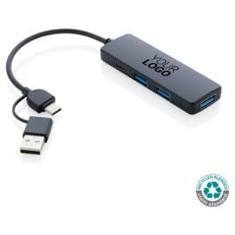 RCS recycelter USB-Hub mit Dual-Input - schwarz RCS recycelter USB-Hub mit Dual-Input - schwarz