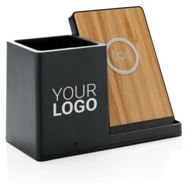 Ontario 10W Wireless Charger aus Bambus und RCS Kunststoff Ontario 10W Wireless Charger aus Bambus und RCS Kunststoff