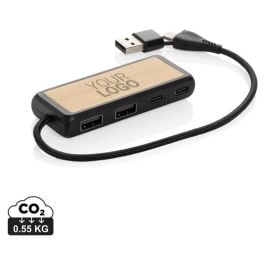 Link Dual Input USB Hub aus RCS rec. Kunststoff und Bambus - schwarz Link Dual Input USB Hub aus RCS rec. Kunststoff und Bambus - schwarz