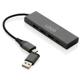 Terra Hub aus RCS recyceltem Aluminium mit 3 USB-Anschlüssen - grau Terra Hub aus RCS recyceltem Aluminium mit 3 USB-Anschlüssen - grau