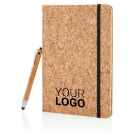 Kork A5 Notizbuch mit Bambus Stift und Stylus - braun Kork A5 Notizbuch mit Bambus Stift und Stylus - braun