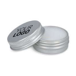 Runde Lippenbalsam-Dose aus recyceltem Aluminium in silber Runde Lippenbalsam-Dose aus recyceltem Aluminium in silber