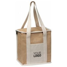 Jute Kühltasche mit langen Henkeln in beige Jute Kühltasche mit langen Henkeln in beige