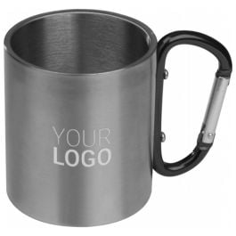 Tasse aus Metall mit Karabinerhaken, 200ml ANGELICA Tasse aus Metall mit Karabinerhaken, 200ml ANGELICA