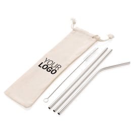 3-teiliges Trinkhalm-Set aus Stainless Steel in silber 3-teiliges Trinkhalm-Set aus Stainless Steel in silber