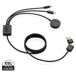 Terra RCS rPET 6-in-1-Ladekabel mit Uhrenladegerät in grau Terra RCS rPET 6-in-1-Ladekabel mit Uhrenladegerät in grau
