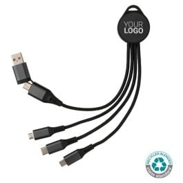 Terra 6-in-1-Ladekabel aus RCS recyceltem Aluminium in grau Terra 6-in-1-Ladekabel aus RCS recyceltem Aluminium in grau