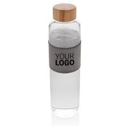 Impact Borosilikat-Glasflasche mit Bambusdeckel in transparent/ grau Impact Borosilikat-Glasflasche mit Bambusdeckel in transparent/ grau