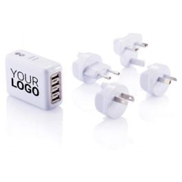 Reiseadapter mit 4fachem USB Anschluss in weiß Reiseadapter mit 4fachem USB Anschluss in weiß