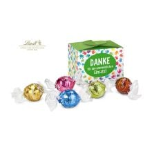 Geschenkartikel: Lindt süßes Danke, Pralinenschachtel mit bunten Händen, 5 Lindorkugeln Geschenkartikel: Lindt süßes Danke, Pralinenschachtel mit bunten Händen, 5 Lindorkugeln