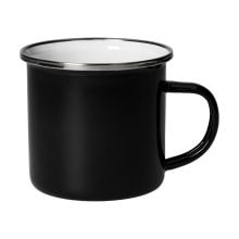 Emaille-Becher 'Cozy', 300 ml, schwarz in schwarz/weiß