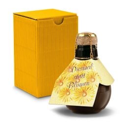 Origineller Sekt Diesmal statt Blumen - Karton Gelb, 125 ml Origineller Sekt Diesmal statt Blumen - Karton Gelb, 125 ml