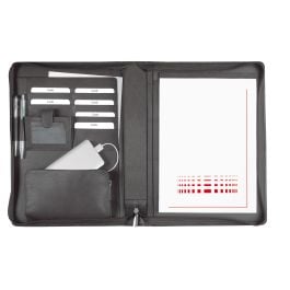Schreibmappe A4 mit RV in schwarz, Seta-Rindnappaleder Schreibmappe A4 mit RV in schwarz, Seta-Rindnappaleder