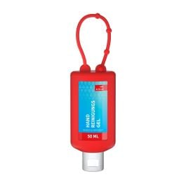 Handreinigungsgel, 50 ml Bumper rot, Body Label (R-PET) Handreinigungsgel, 50 ml Bumper rot, Body Label (R-PET)