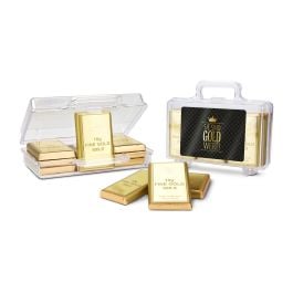 Geschenkartikel: Sie sind Gold wert - Goldkoffer mit 12 Schokoladen Goldbarren (120 g) Geschenkartikel: Sie sind Gold wert - Goldkoffer mit 12 Schokoladen Goldbarren (120 g)