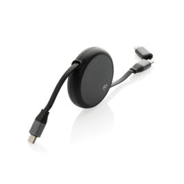 Terra ausziehbares 240W 2-in-1 Kabel aus RCS rec. Aluminium - schwarz Terra ausziehbares 240W 2-in-1 Kabel aus RCS rec. Aluminium - schwarz