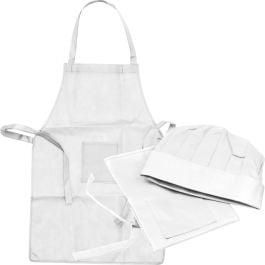 Non Woven Kinderkoch-Set (Schürze + Mütze) GINEVRA - weiss Non Woven Kinderkoch-Set (Schürze + Mütze) GINEVRA - weiss