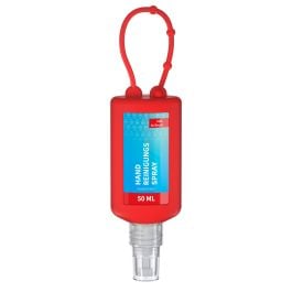 Handreinigungsspray, 50 ml Bumper rot, Body Label (R-PET) Handreinigungsspray, 50 ml Bumper rot, Body Label (R-PET)